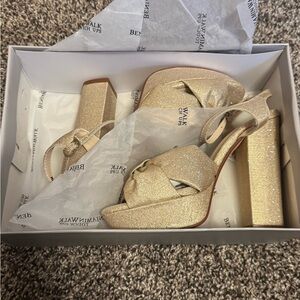 Benjamin Walker Touch Ups Glittering Gold Block Heels